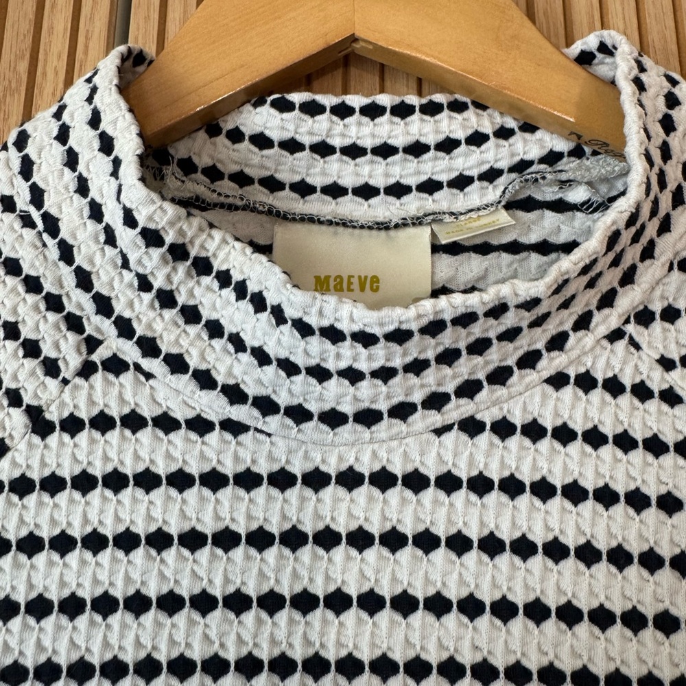 Anthropologie Maeve Textured Stripe Mock Neck Tee - Picture 6 of 8